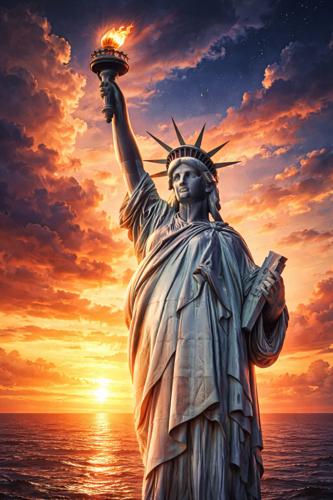 The Statue of Liberty at Sunset watching over our troops and welcoming them home.